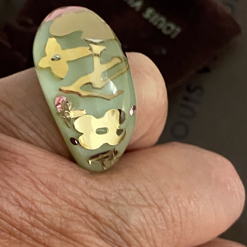 Louis Vuitton Green Gold Accent Inclusion Ring